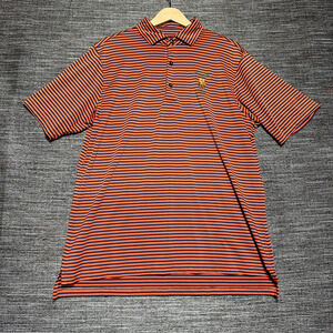 Fairway & Greene Polo Shirt Men's L Blue Orange Striped Hubert Schoemaker USA